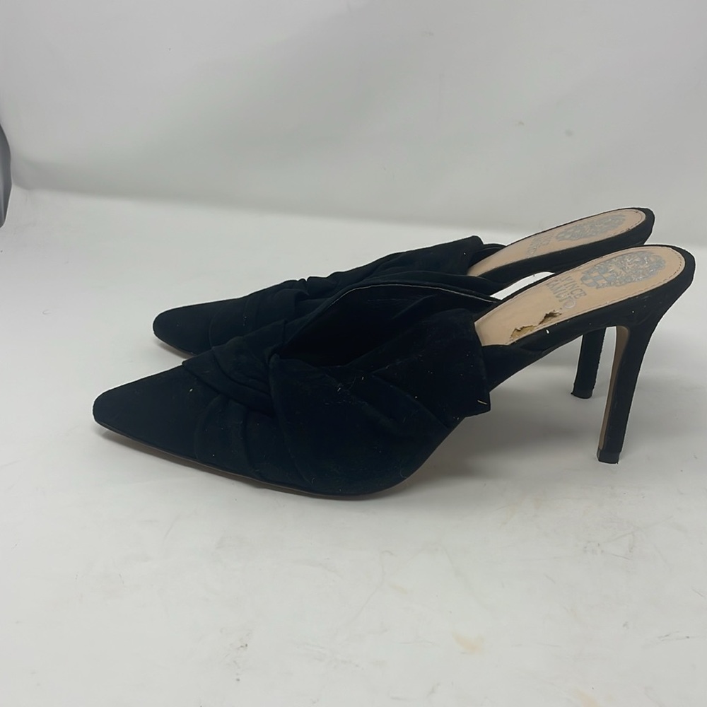 Vince Camuto Black Faux Suede Mule Heels Size 11 - Picture 2 of 13